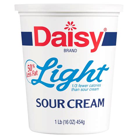 Daisy Pure and Natural Light Sour Cream, 50% Less Fat, 16 oz (1 lb) Tub ...
