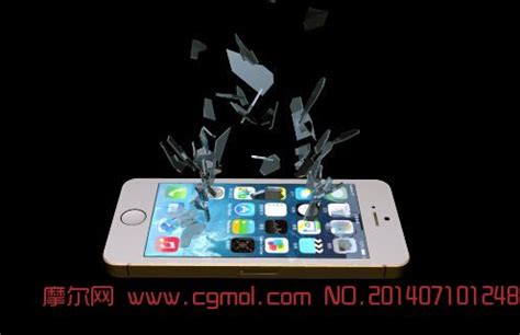 土豪金苹果iPhone5S屏幕破碎效果(需安装BlastCode插件)_通讯设备_电子电器_3D模型免费下载_摩尔网
