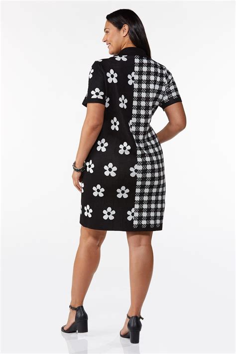 Plus Size Daisy Check Sweater Dress Plus Sizes Cato Fashions | Plus ...