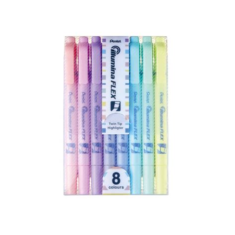 htconline.in| Pentel Illumina Flex Twin Tip Highlighter - Set of 8