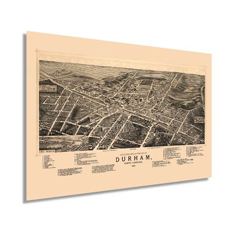 1891 Durham North Carolina Map Old Durham Wall Art History Map of ...