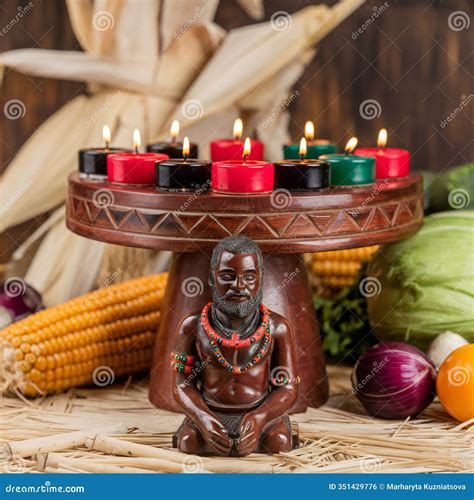 Kwanzaa Celebration with Traditional Kinara Candles and African ...