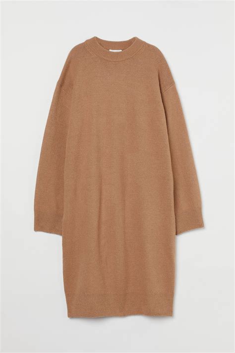 Knitted dress - Dark beige - Ladies | H&M IN