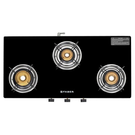Faber 3 Burner 77cm Cooktop | Black Glass Top | 3 Brass Burners (1 ...
