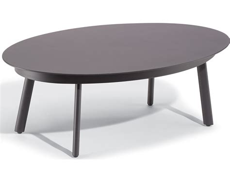 Oxford Garden Eiland Aluminum Carbon Oval Patio Coffee Table | OXFEDTAC