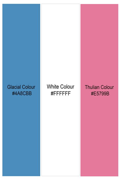 Glacial Blue with White and Thulian Pink Casual Stripes Premium Cotton ...