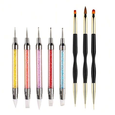 FULINJOY 5PCS Dual-Ended Nail Art Sculpture Pen Dotting Tools With 3PCS ...