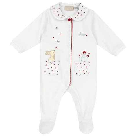 Chicco Girls White Applique Front Opening Babysuit - Babysuit – Chicco ...