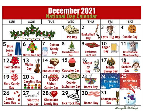 December National Day Calendar 2021 - Free Printable Calendars