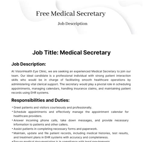 What Is A Medical Secretary Job Description at Barbara Macdonald blog