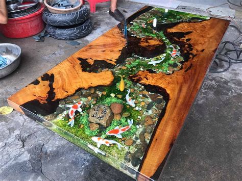 Aquatic Ecosystem Resin Coffee Table | Epoxy aquarium table, Unique ...