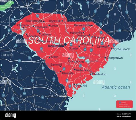 Map Of South Carolina With Cities And Towns 3,300+ South Carolina Map