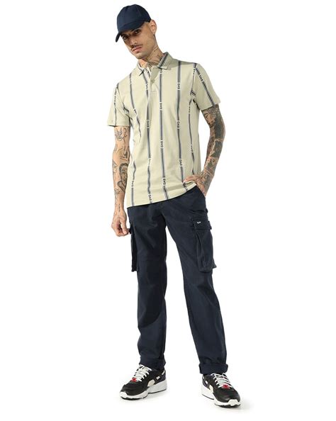 Navy Blue Mid-Rise Cargo Trousers