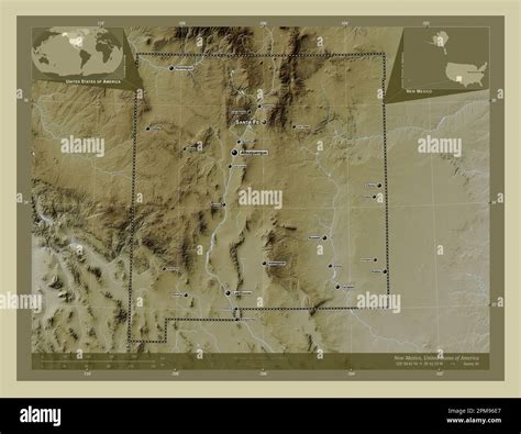 New Mexico, state of United States of America. Elevation map colored in ...