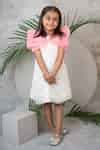 Buy White Organza, Net, Lining Cotton Sequin Ruched Bow Dress For Girls ...