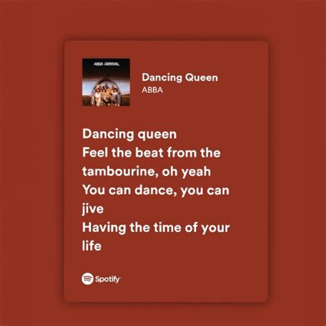 Spotify lyrics // Dancing Queen by Abba nel 2025