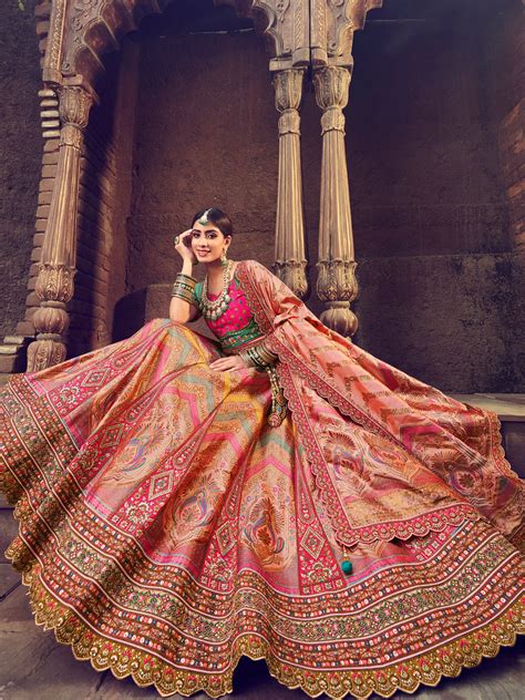 Banarasi Silk Bridal Lehenga with Sequence work in Multicolor-81701 ...