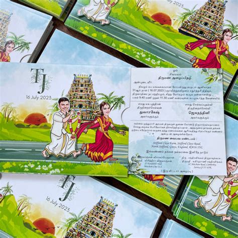 South Indian Caricature Wedding Invitation / Groom chasing Bride Slidi ...