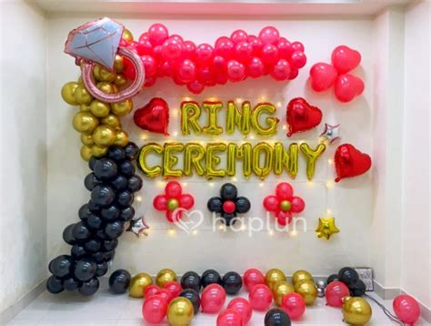 Ring Ceremony And Engagement Decoration At Home With Balloons
