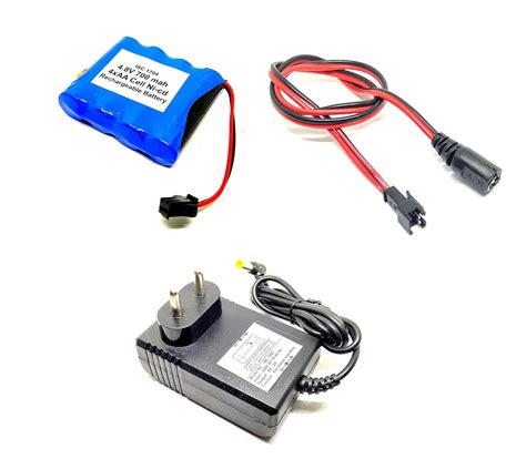 INVENTO 4.8V 700 mAh Ni-Cd Rechargeable 4 AA Cell Battery + 6V 2A DC ...