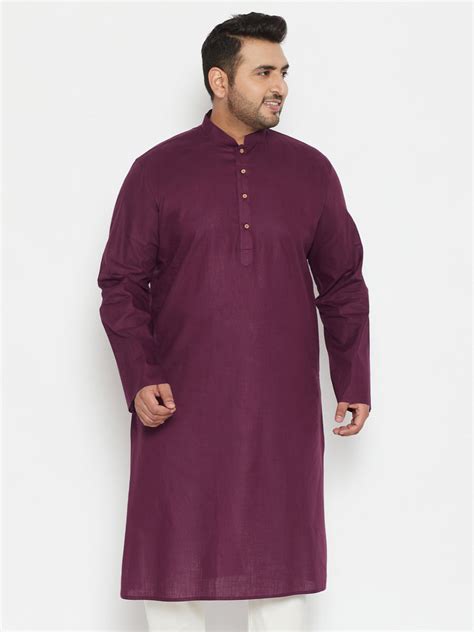Men's Plus Size Purple Cotton Blend Kurta – vastramay