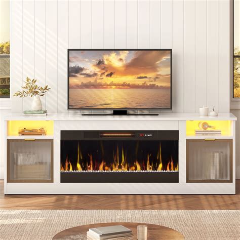 Bestier 70 inch Fireplace TV Stand with 36" Electric Fireplace, High ...