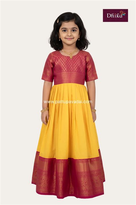 Buy Pure Silk Gown in Yellow & Pink – Elegant Traditional Dress for ...