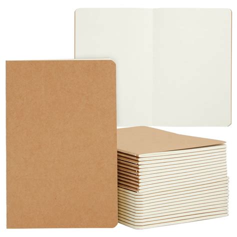 24 Pack A5 Kraft Paper Blank Notebooks for Kids, 30 Sheets, 5.5x8.3 in ...