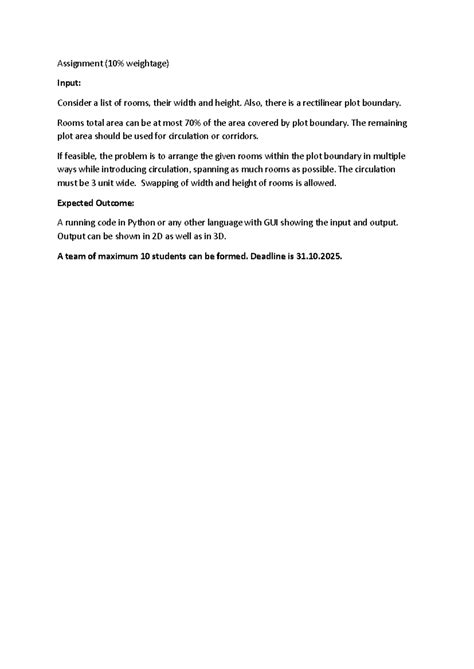 Assignment on Room Arrangement within Plot Boundary (CS101) - Studocu