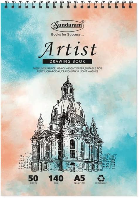 Sundaram | A5 Sketch Book | Spiral Bound (Wiro) | 100 Pages (50 Sheets ...