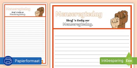 Menseregtedag Skryf 'n Gedig Aktiwiteit