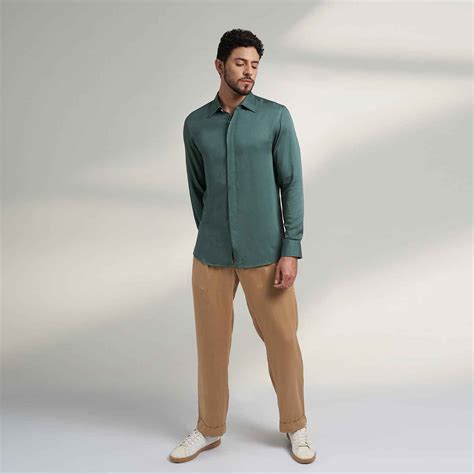 Buy Designer Sage Green Mens Dress Shirt – House Of Parvi