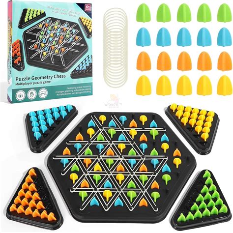 2heet Chain Triangle Chess Game | Triggle Elastic Rubber Band Puzzle ...