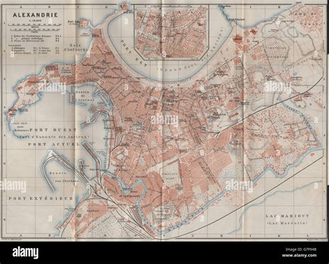 ALEXANDRIA/ALEXANDRIE antique town city plan. Egypt. BAEDEKER, 1914 old ...
