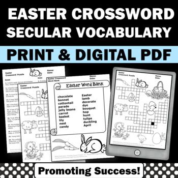 Secular Easter Vocabulary Activity Crossword Puzzle Morning Work Early ...