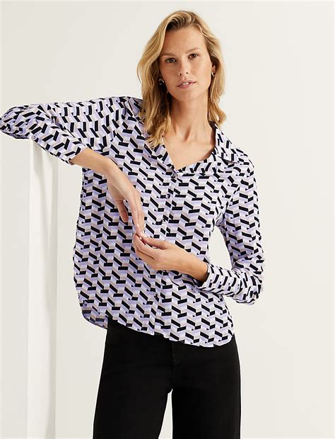 Buy Geometric Collared Long Sleeve Shirt at Marks & Spencer