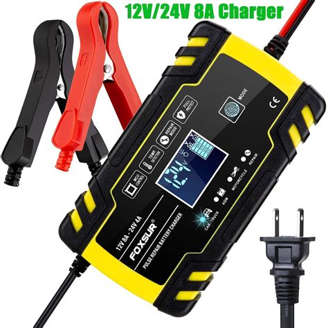 HAIBRO 8A 12V/24V Smart Battery Charger Maintainer,Automatic Trickle Chargers for Automotive,Car ...