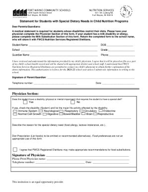 Fillable Online More choices for Fort Wayne Community Schools lunches ...