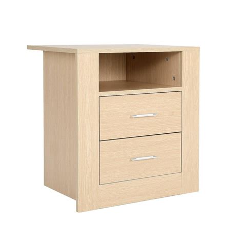 La Bella Oak Bedside Table Side Storage Cabinet Nightstand Bedroom 2 Drawer 1 Shelf ZURI ...