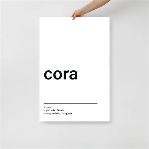 NEW Cora Name Meaning Print | Black and White Name Poster | Modern ...