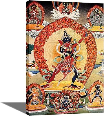 Tamatina Thangka Canvas Painting|Tara Goddess On Pink Flower |Size ...