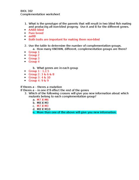 Image result for Complementation Table Genetics
