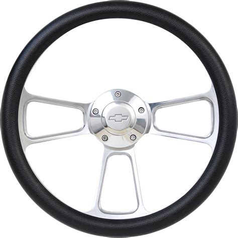 Amazon.com: Black Steering Wheel 14 Inch Aluminum with Chevy Installation Adapter and Horn ...