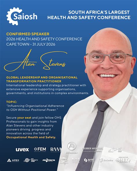 CONFIRMED SPEAKER | Saiosh OHS Conference 2026 | Alan Stevens - Saiosh