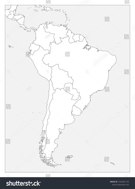 Blank Political Map South America Simple Stock Vector (Royalty Free ...
