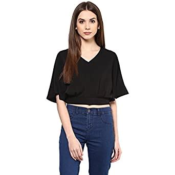 Harpa V Neck Crop Top : Amazon.in: Clothing & Accessories