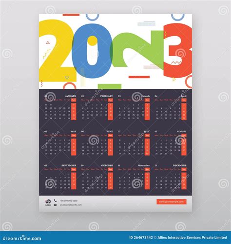 2023 Year, Annual Yearly Wall Calendar Poster With Planner And ...