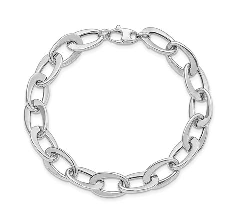 14K White Gold Link Bracelet 8 Inch 14k Chunky Chain | Etsy