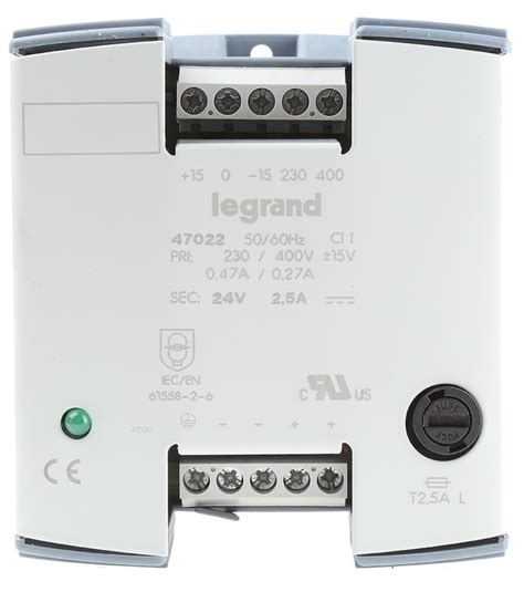 0 470 22 Legrand | Legrand Linear DIN Rail Power Supply, 230V ac ac ...