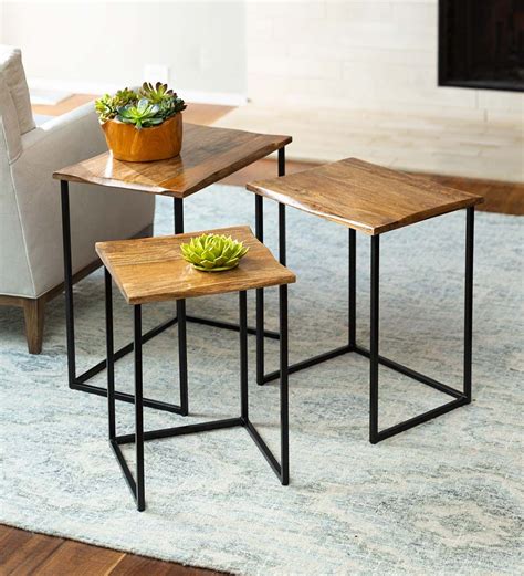 Live-Edge Reclaimed Wood Nesting Tables, Set of 3 | VivaTerra | Wood ...
